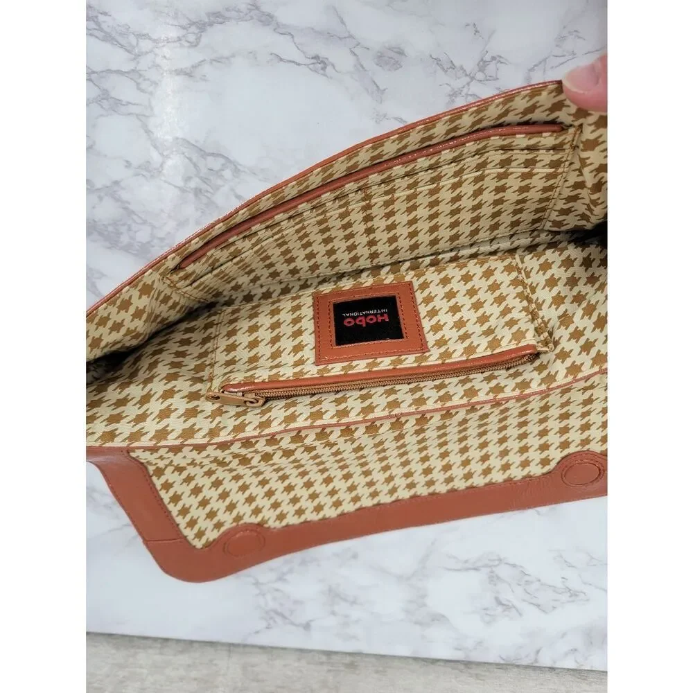 Hobo International Apricot Patent Leather Clutch Bag Small Rectangle Fold over